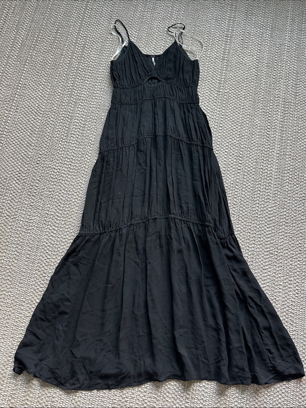 Young Fabulous & Broke Black Tiered Spaghetti-Strap Maxi Dress